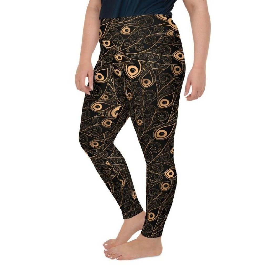 Golden Art Deco Pattern Plus Size Leggings