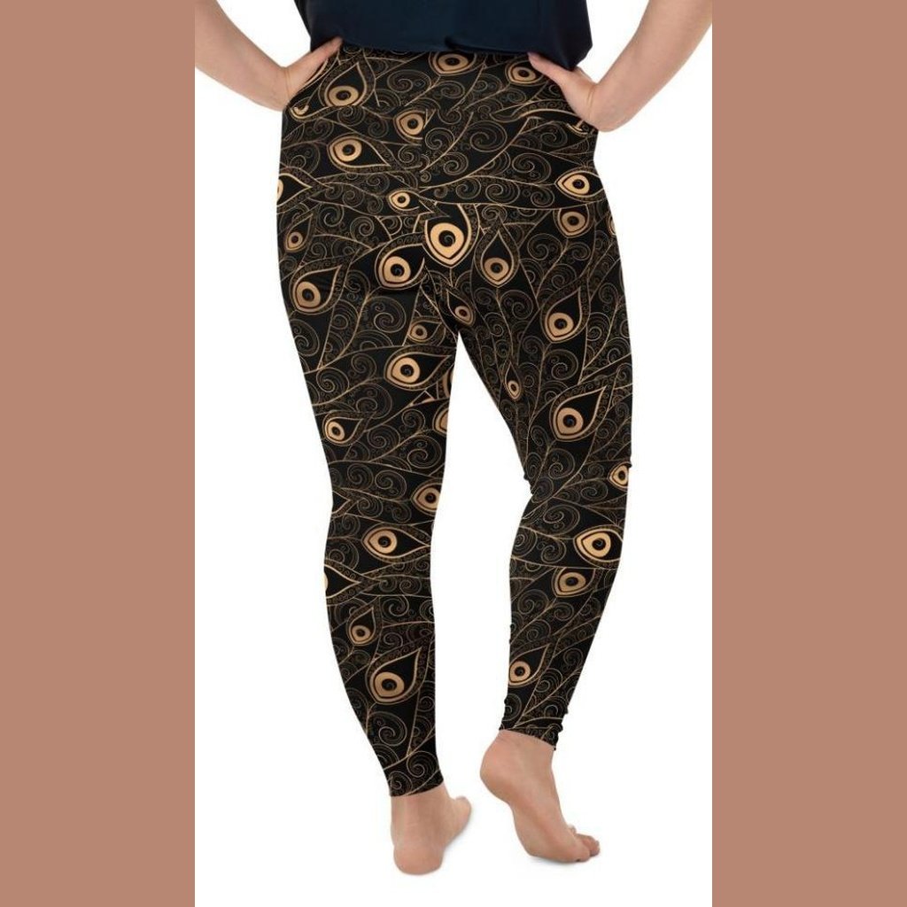 Golden Art Deco Pattern Plus Size Leggings