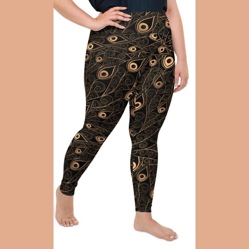Golden Art Deco Pattern Plus Size Leggings