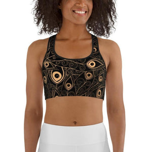 Golden Art Deco Pattern Sports Bra