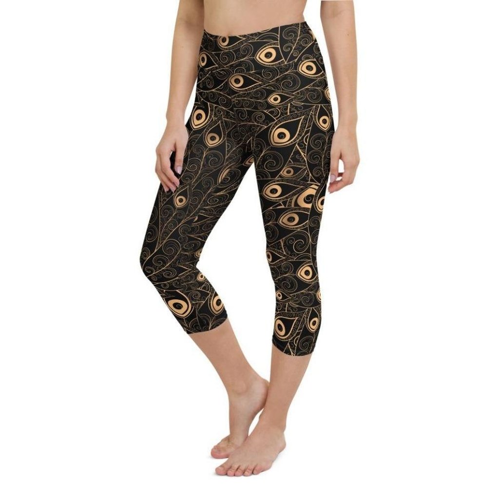 Golden Art Deco Pattern Yoga Capris