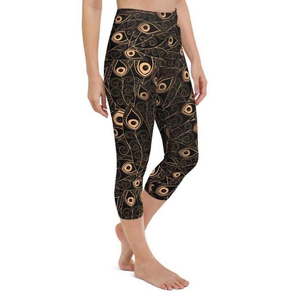 Golden Art Deco Pattern Yoga Capris