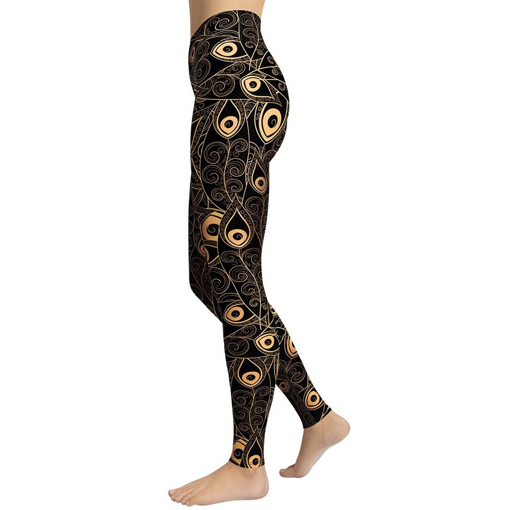 Golden Art Deco Pattern Yoga Leggings
