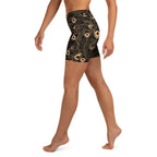 Golden Art Deco Pattern Yoga Shorts