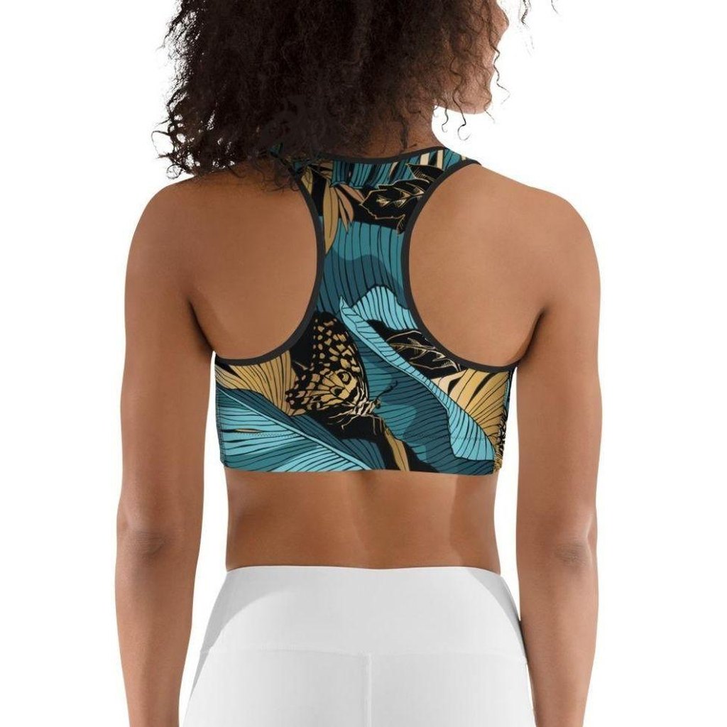 Golden Butterflies Sports Bra
