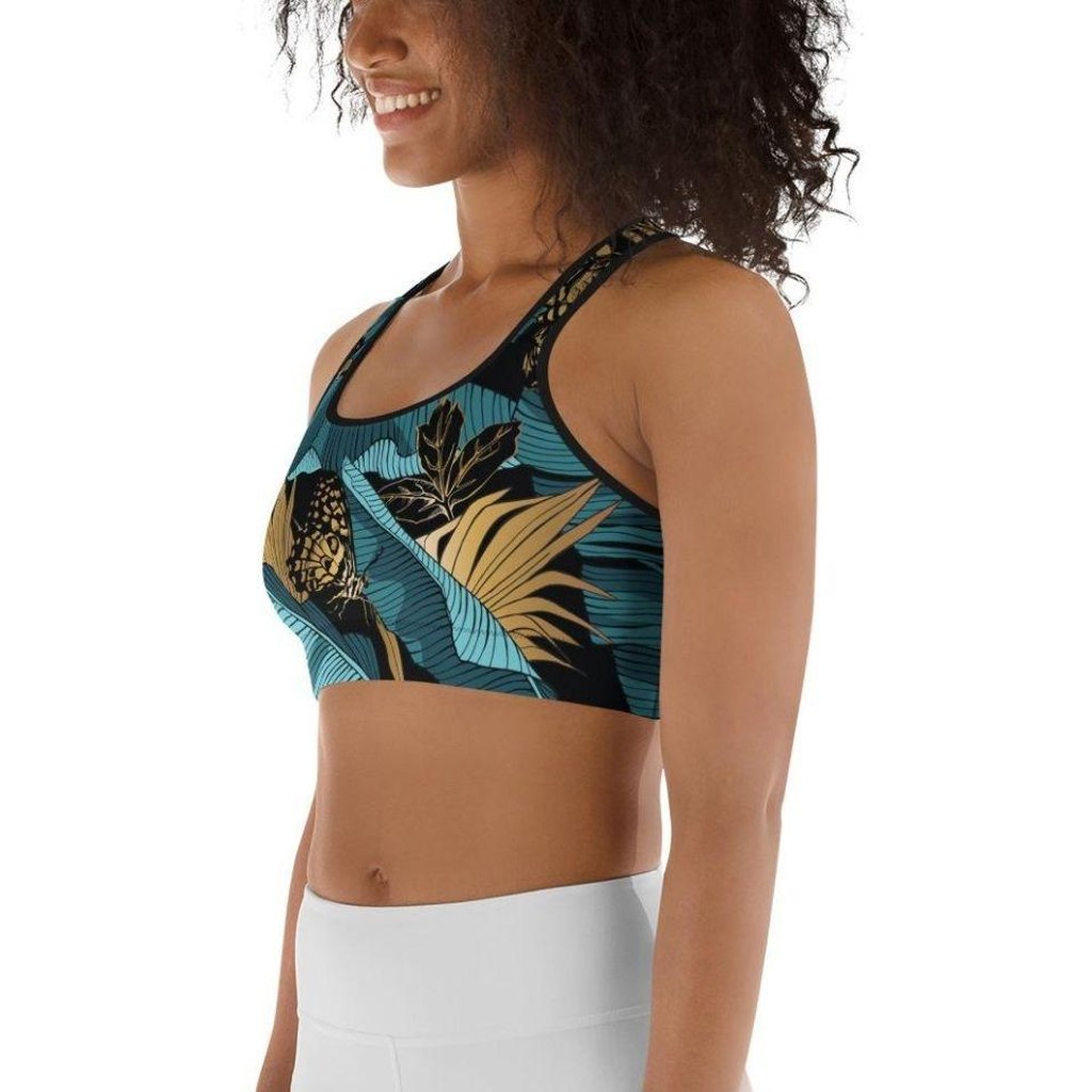 Golden Butterflies Sports Bra