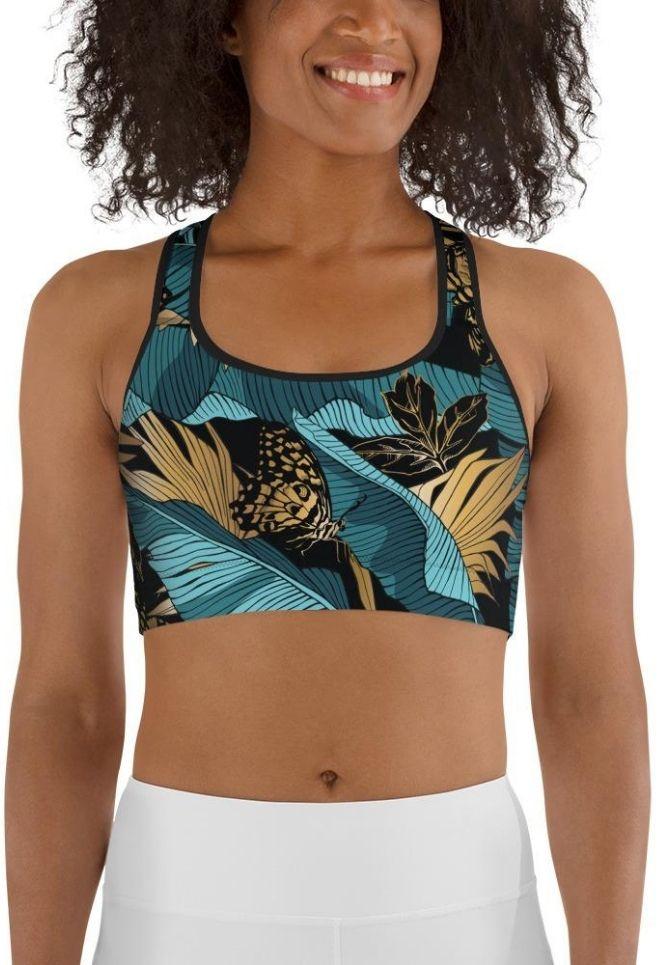 Golden Butterflies Sports Bra