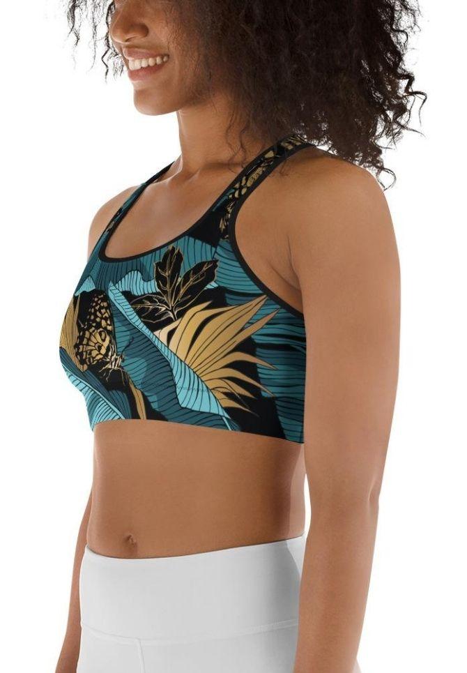 Golden Butterflies Sports Bra