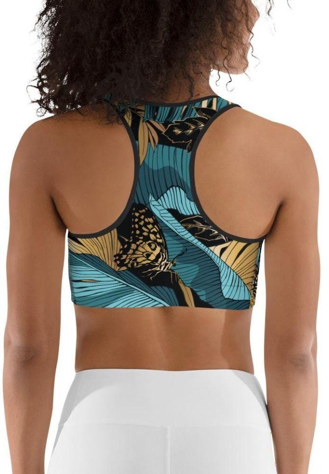 Golden Butterflies Sports Bra