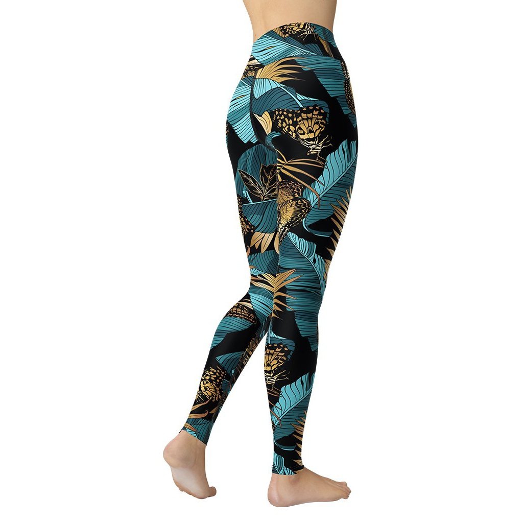 Golden Butterflies Yoga Leggings