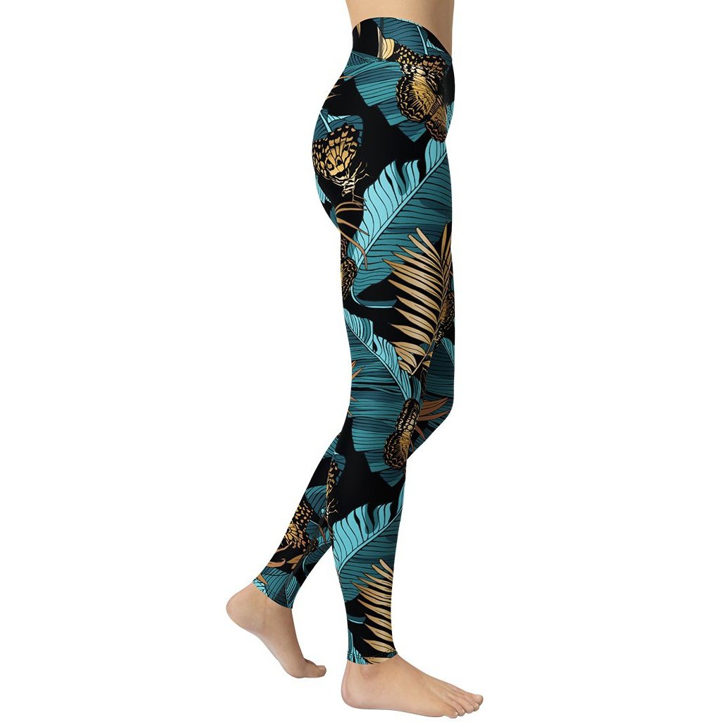 Golden Butterflies Yoga Leggings