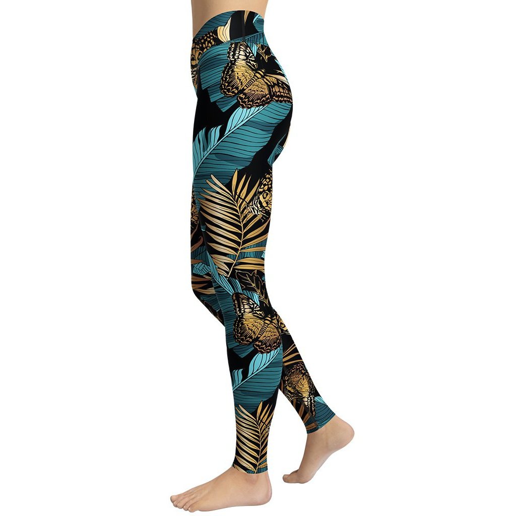 Golden Butterflies Yoga Leggings