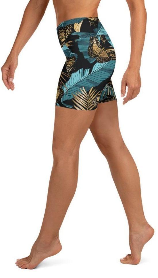 Golden Butterflies Yoga Shorts