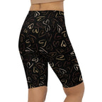 Golden Heart Print Biker Shorts