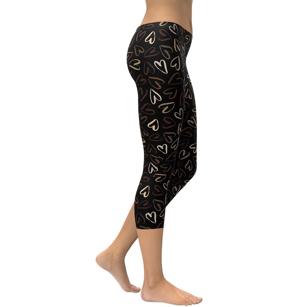 Golden Heart Print Capris