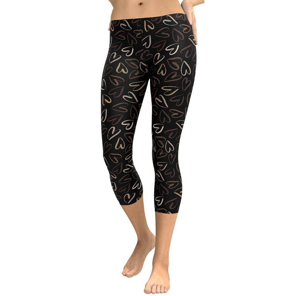 Golden Heart Print Capris