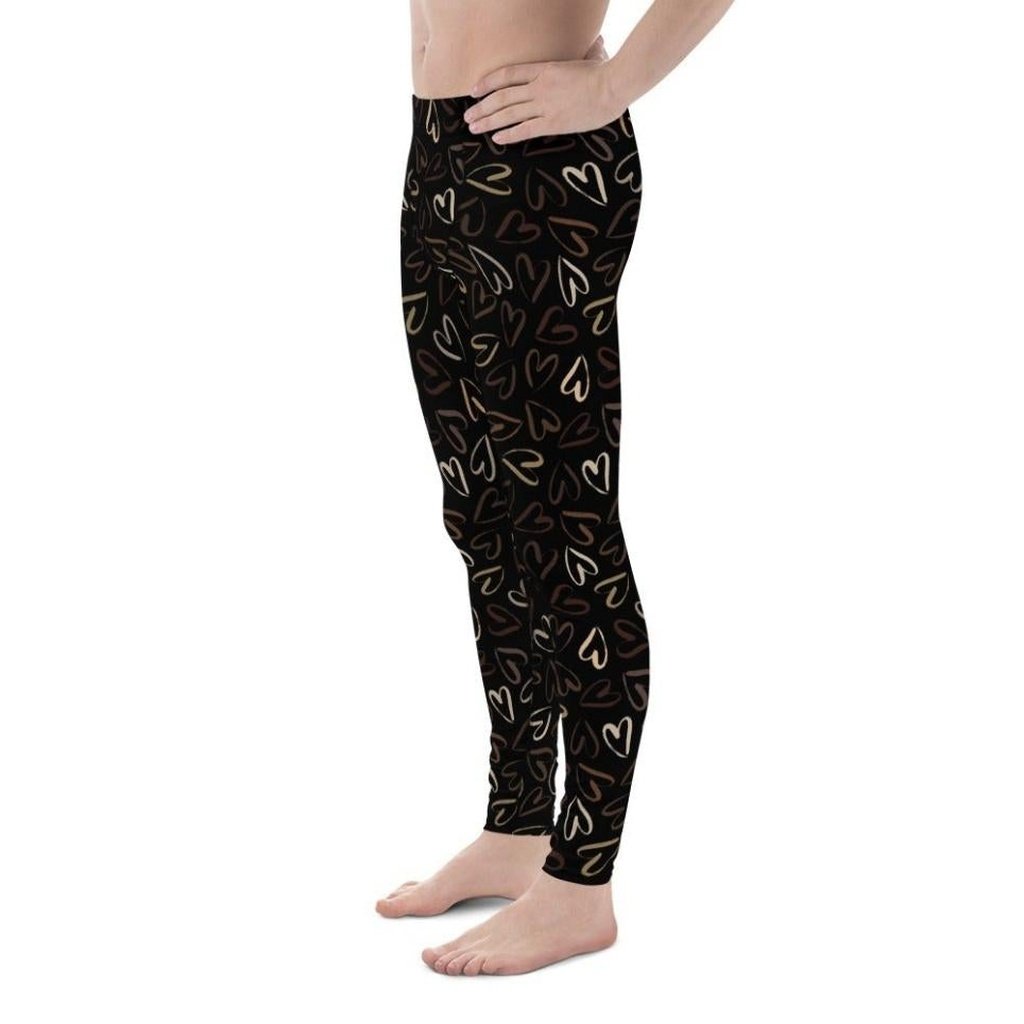 Golden Heart Print Men's Leggings