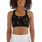 Golden Heart Print Sports Bra