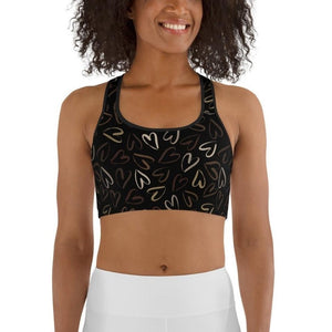 Golden Heart Print Sports Bra