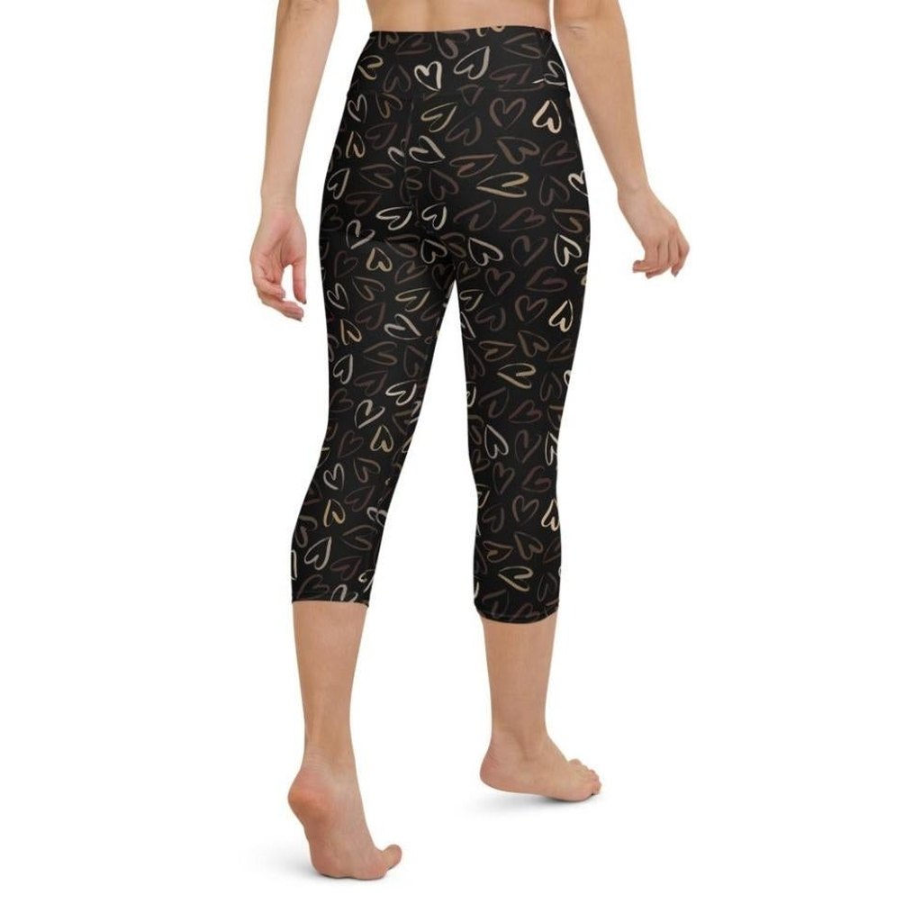 Golden Heart Print Yoga Capris