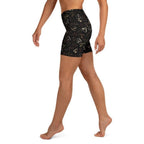 Golden Heart Print Yoga Shorts