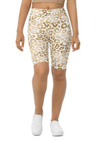 Golden Leopard Print Biker Shorts