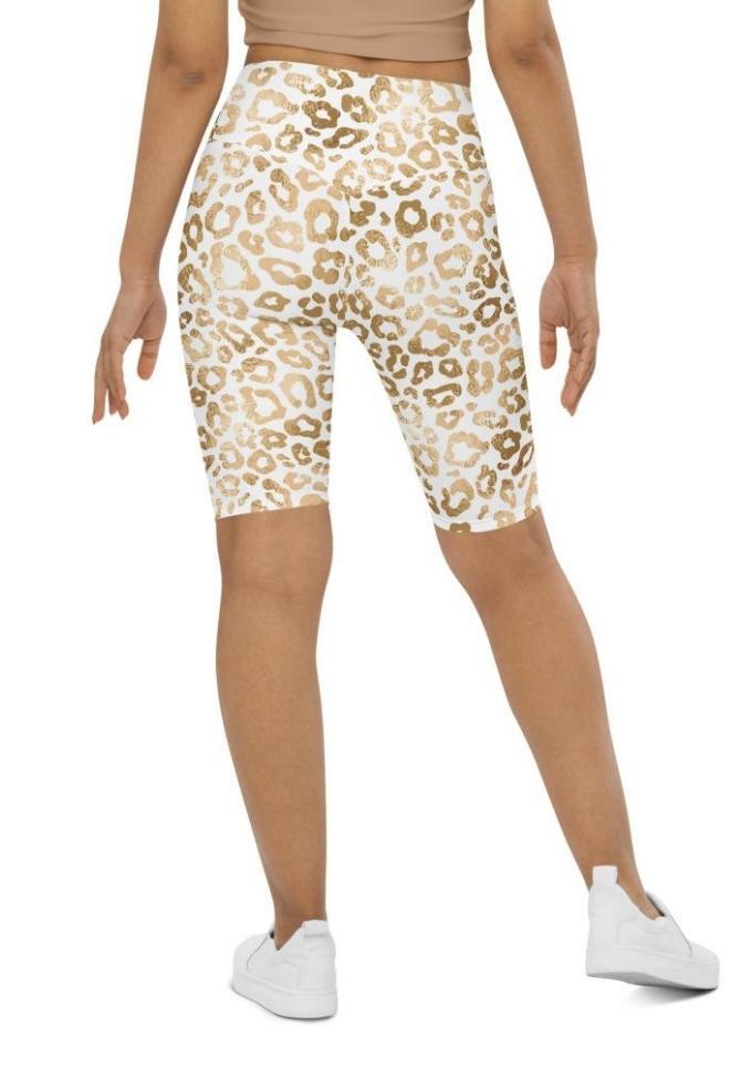 Golden Leopard Print Biker Shorts