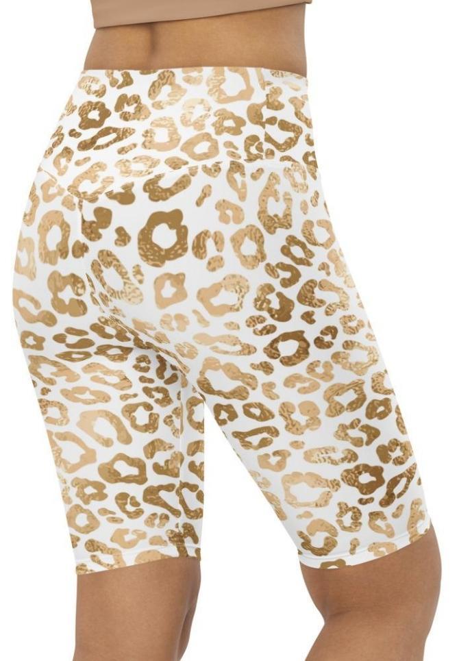 Golden Leopard Print Biker Shorts
