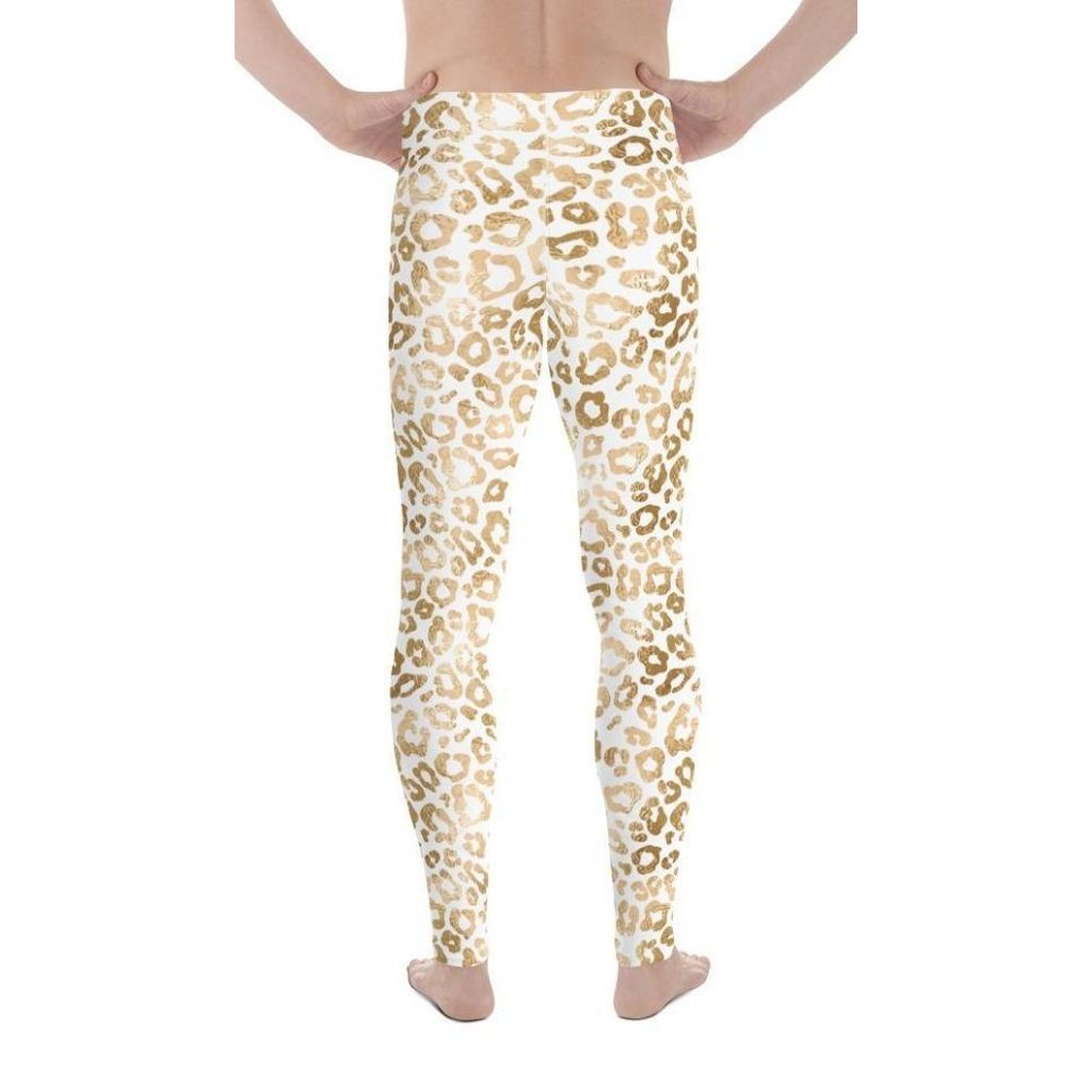 Golden Leopard Print Men's Leggings
