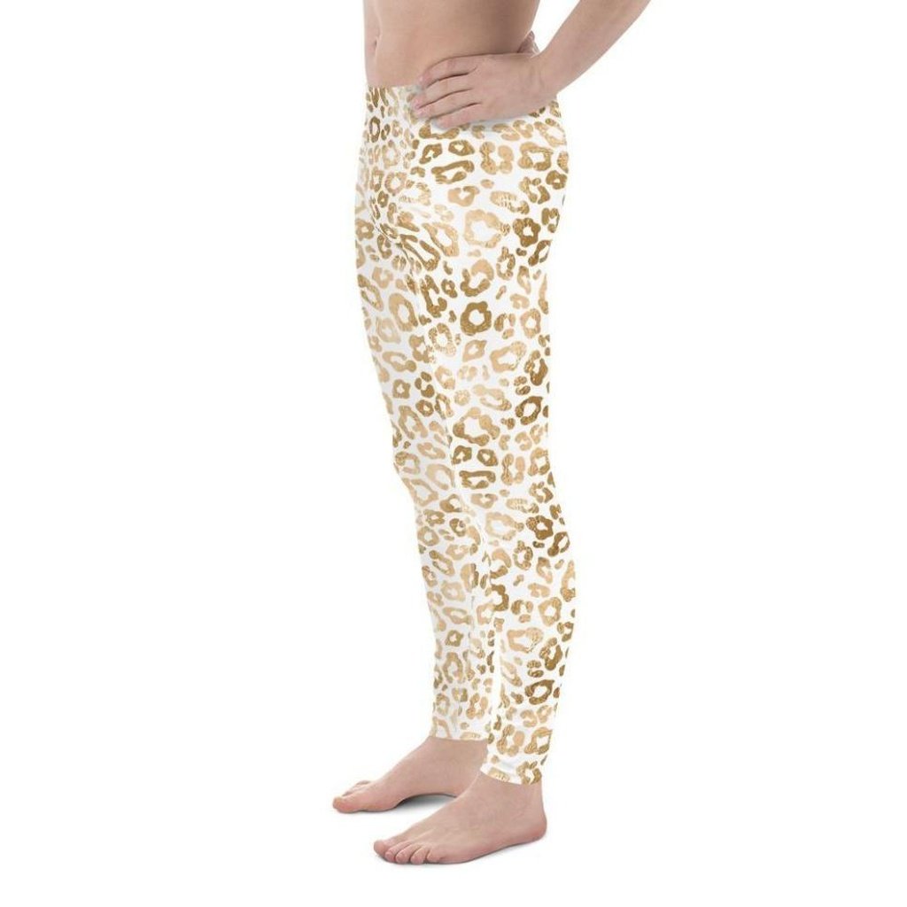 Golden Leopard Print Men's Leggings