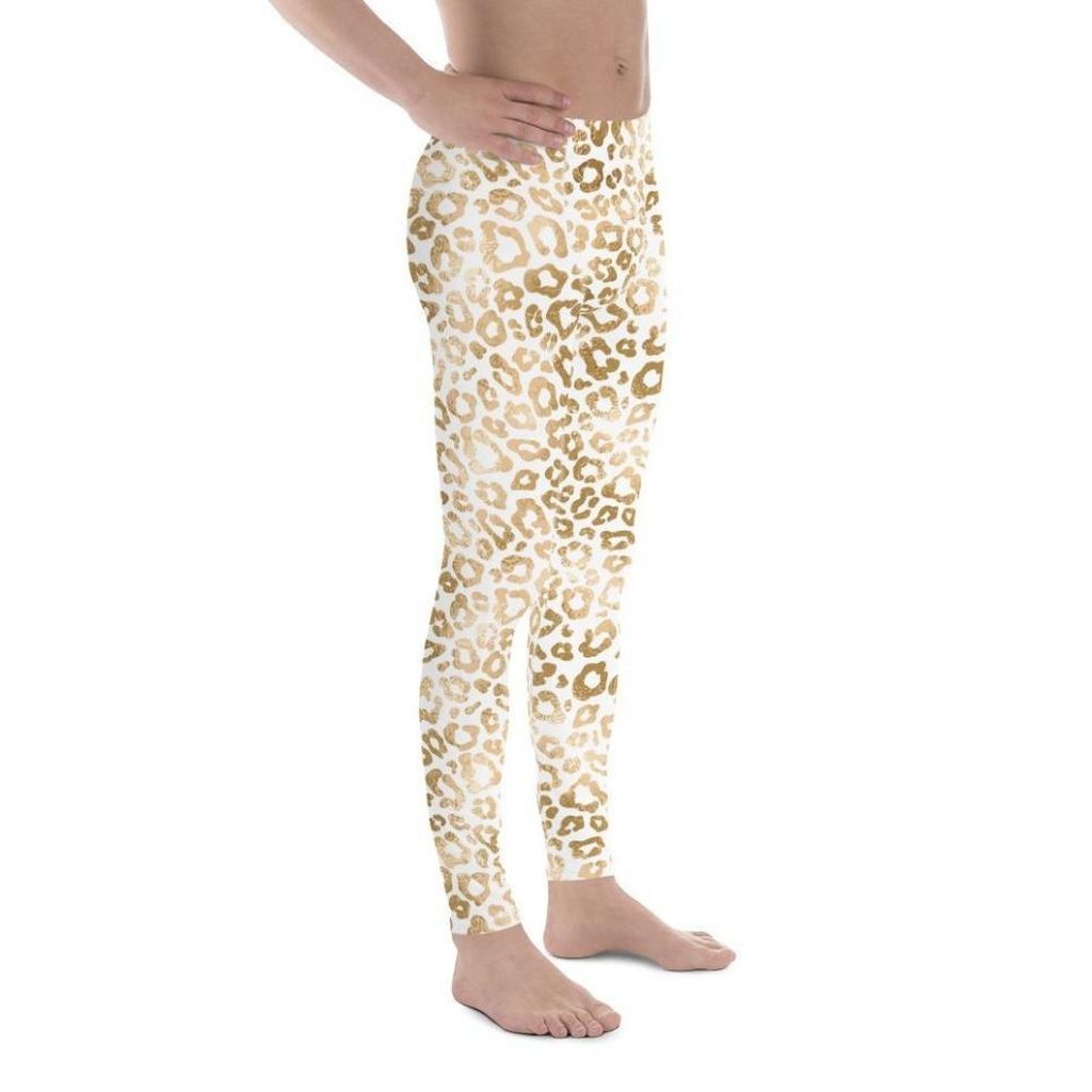 Golden Leopard Print Men's Leggings