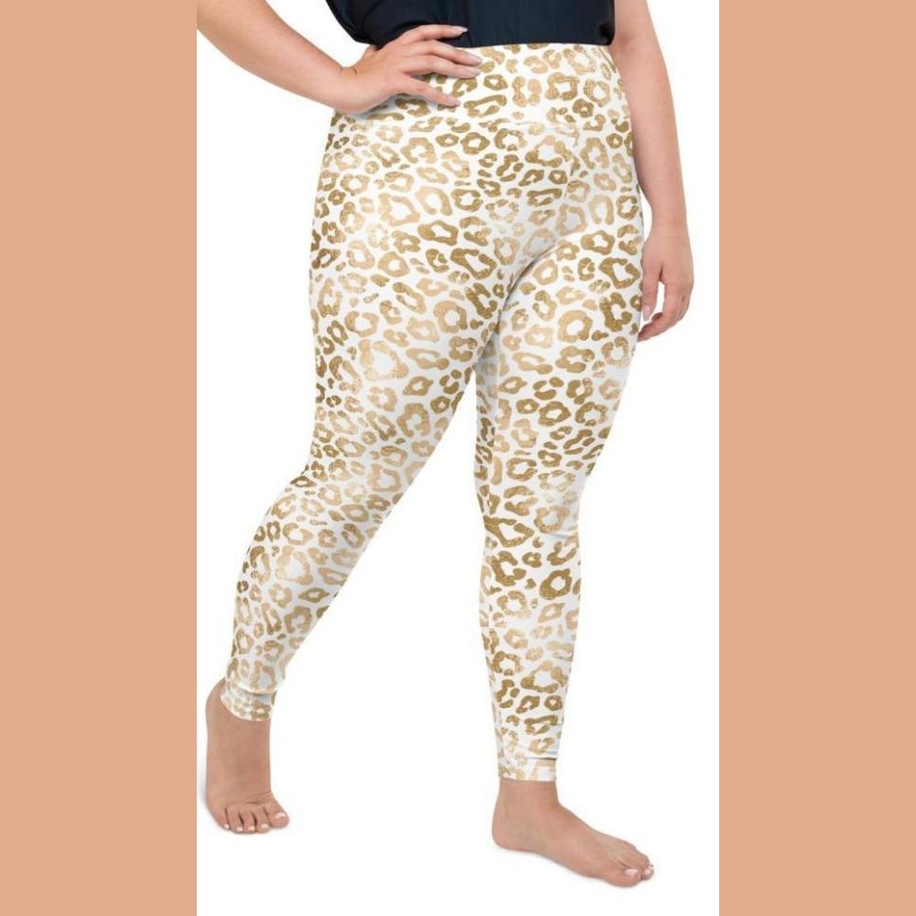 Golden Leopard Print Plus Size Leggings