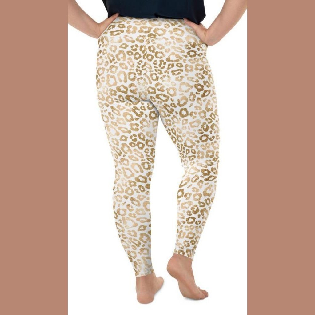 Golden Leopard Print Plus Size Leggings