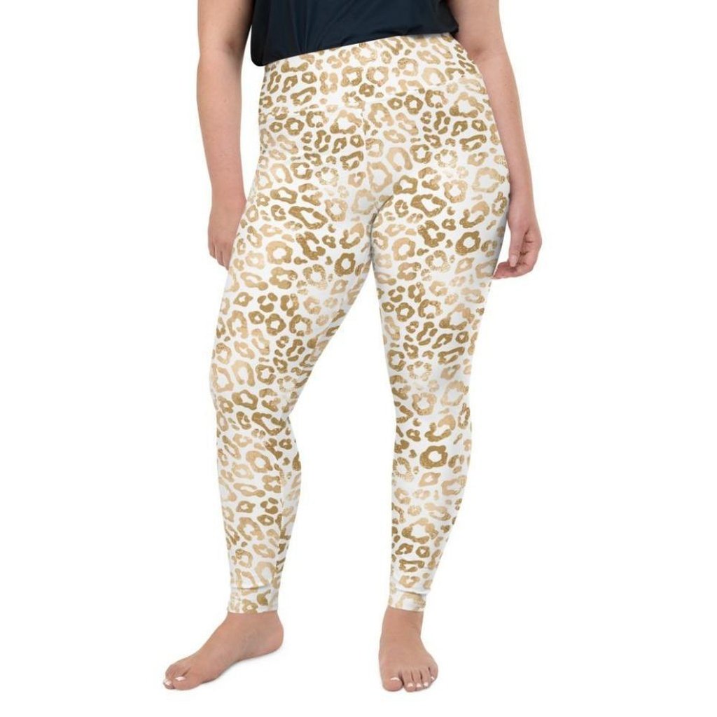 Golden Leopard Print Plus Size Leggings