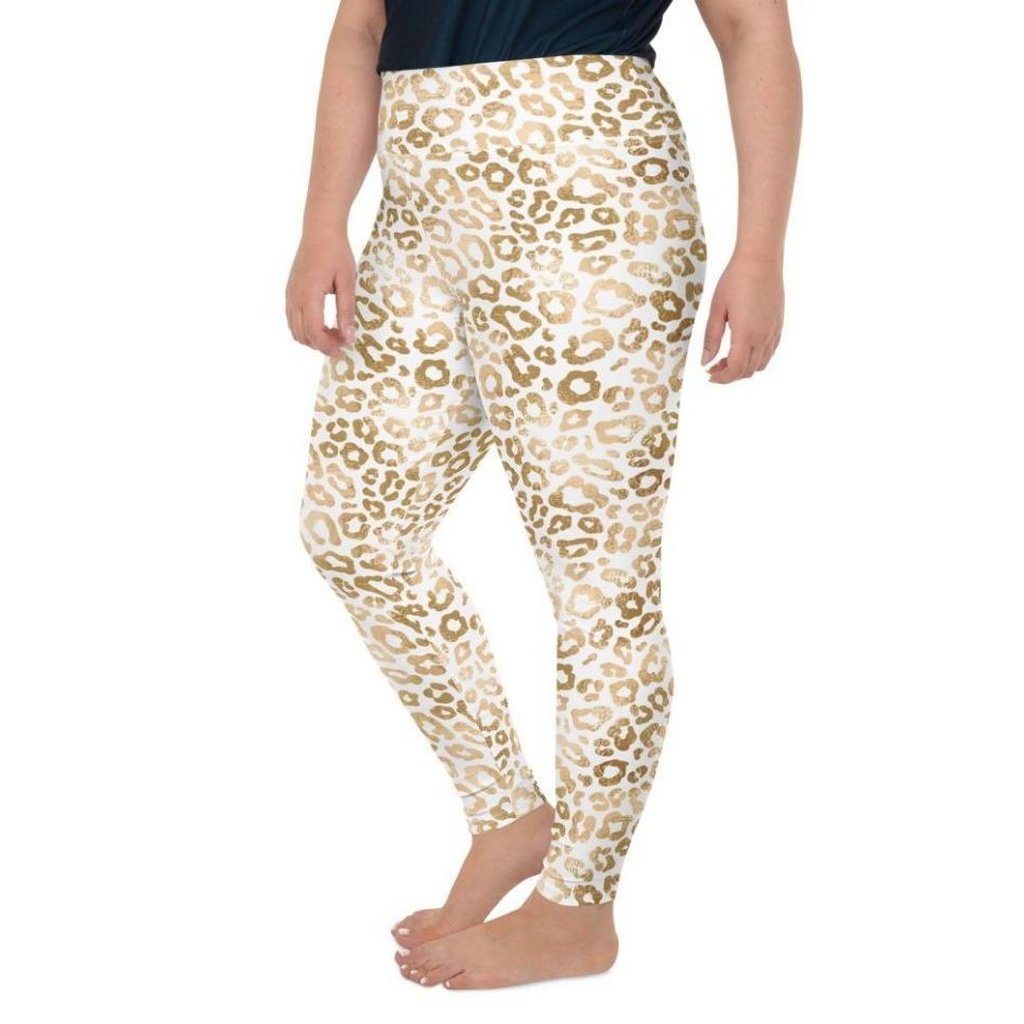 Golden Leopard Print Plus Size Leggings