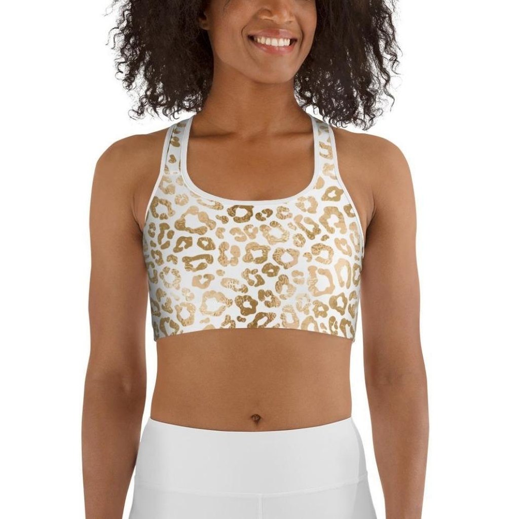 Golden Leopard Print Sports Bra