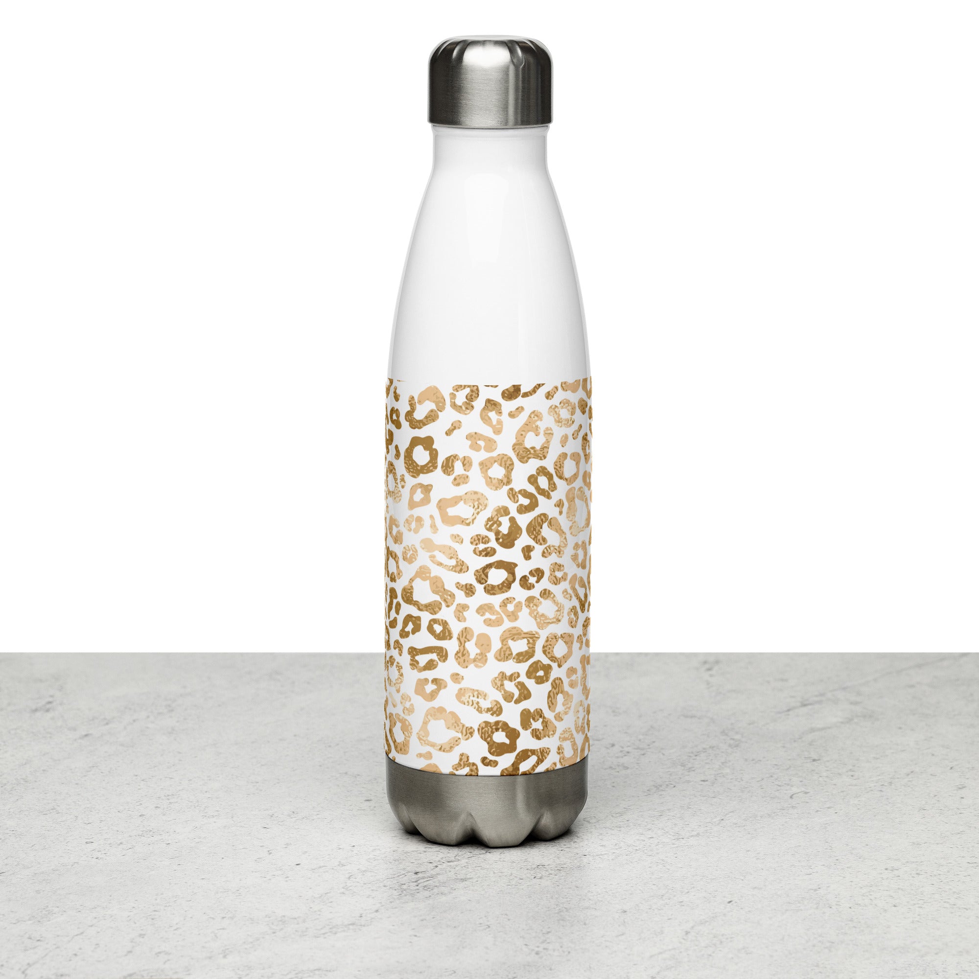 Golden Leopard Print Water Bottle