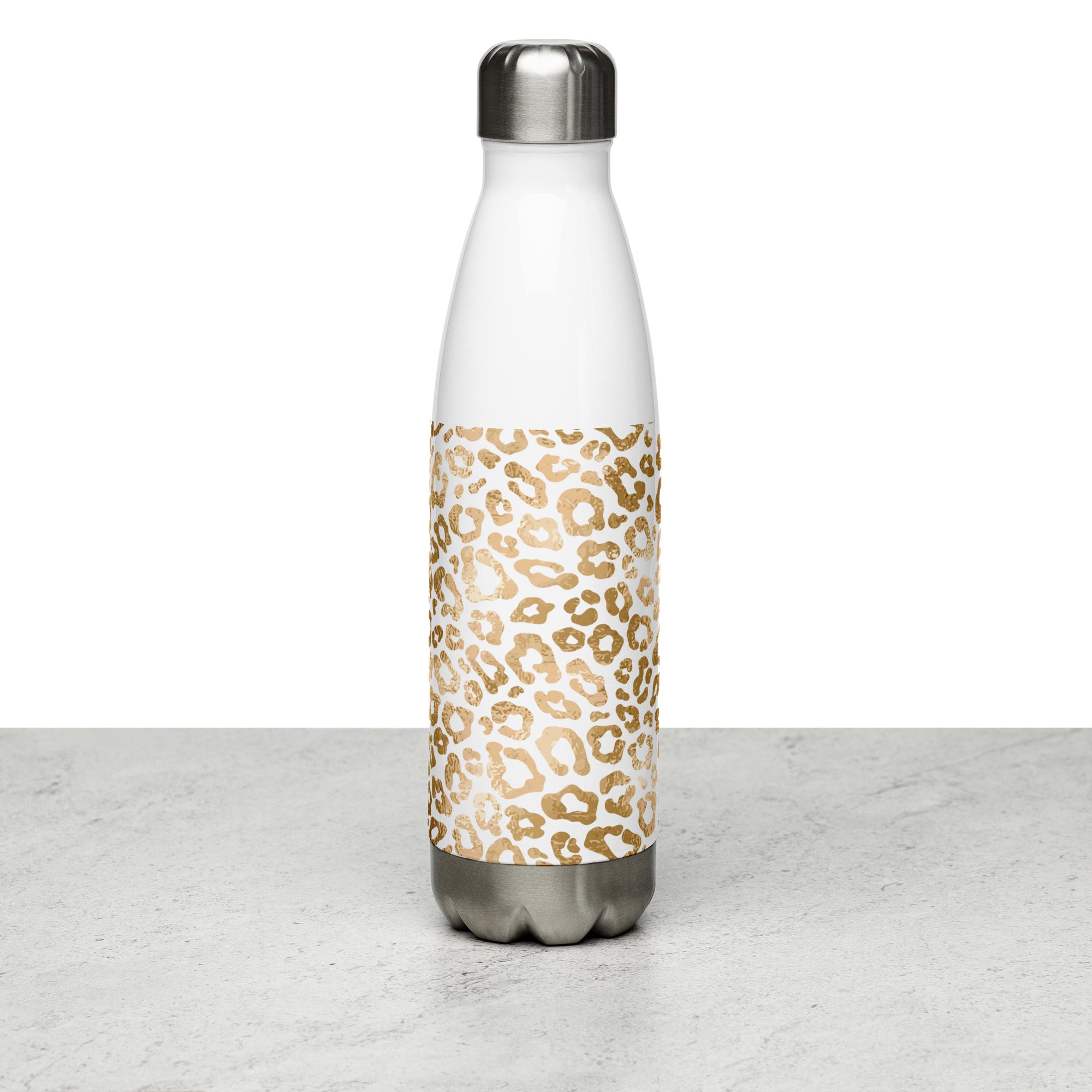 Golden Leopard Print Water Bottle