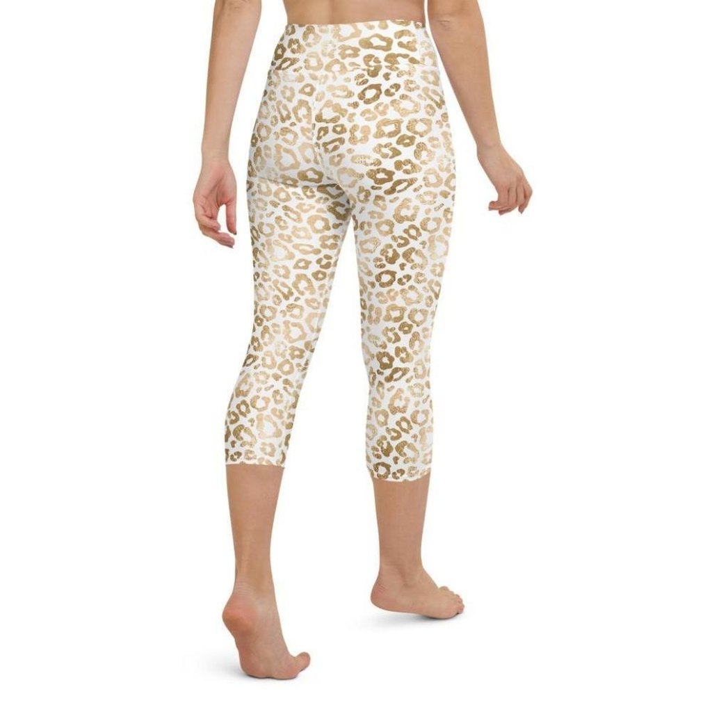 Golden Leopard Print Yoga Capris