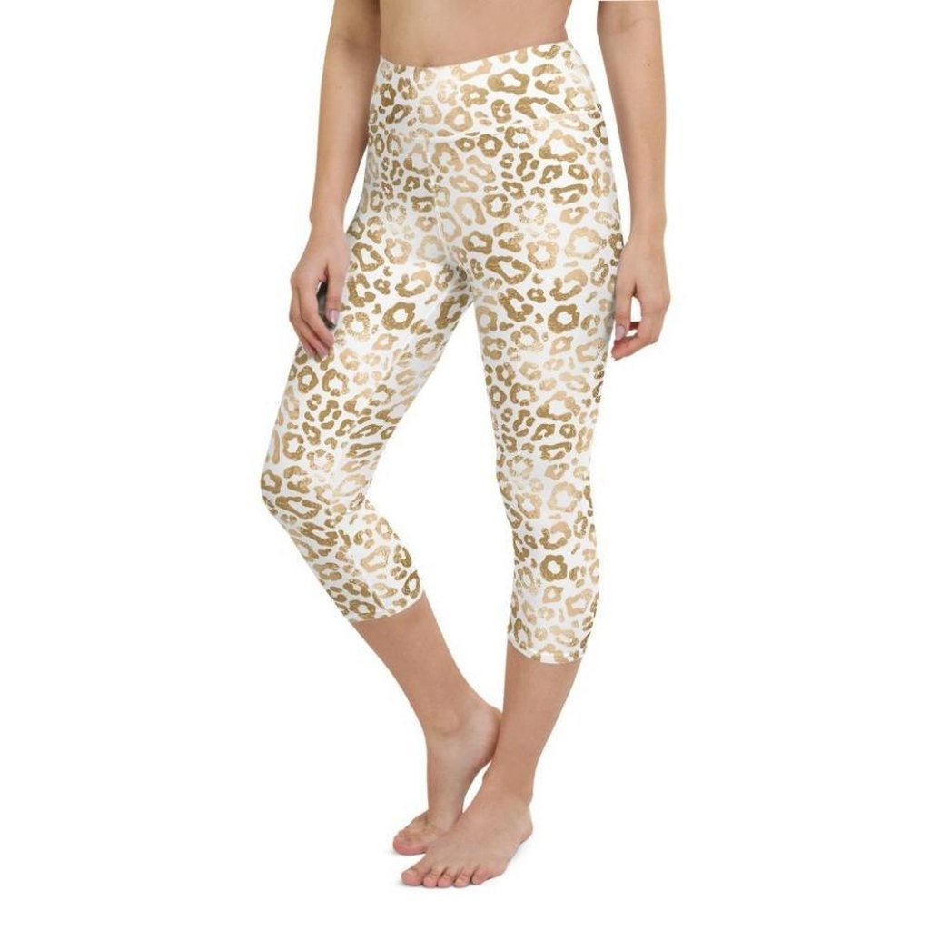 Golden Leopard Print Yoga Capris