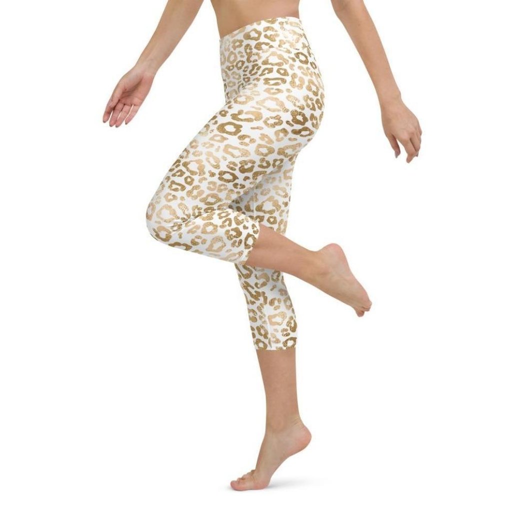 Golden Leopard Print Yoga Capris