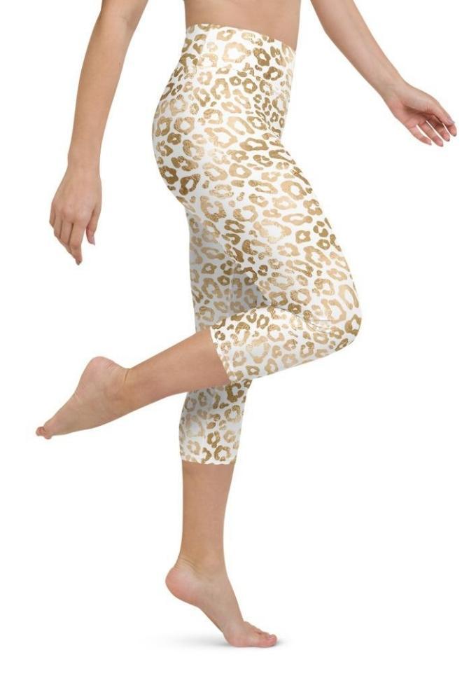 Golden Leopard Print Yoga Capris