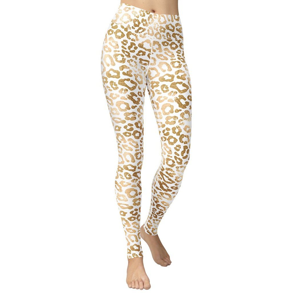 Golden Leopard Print Yoga Leggings