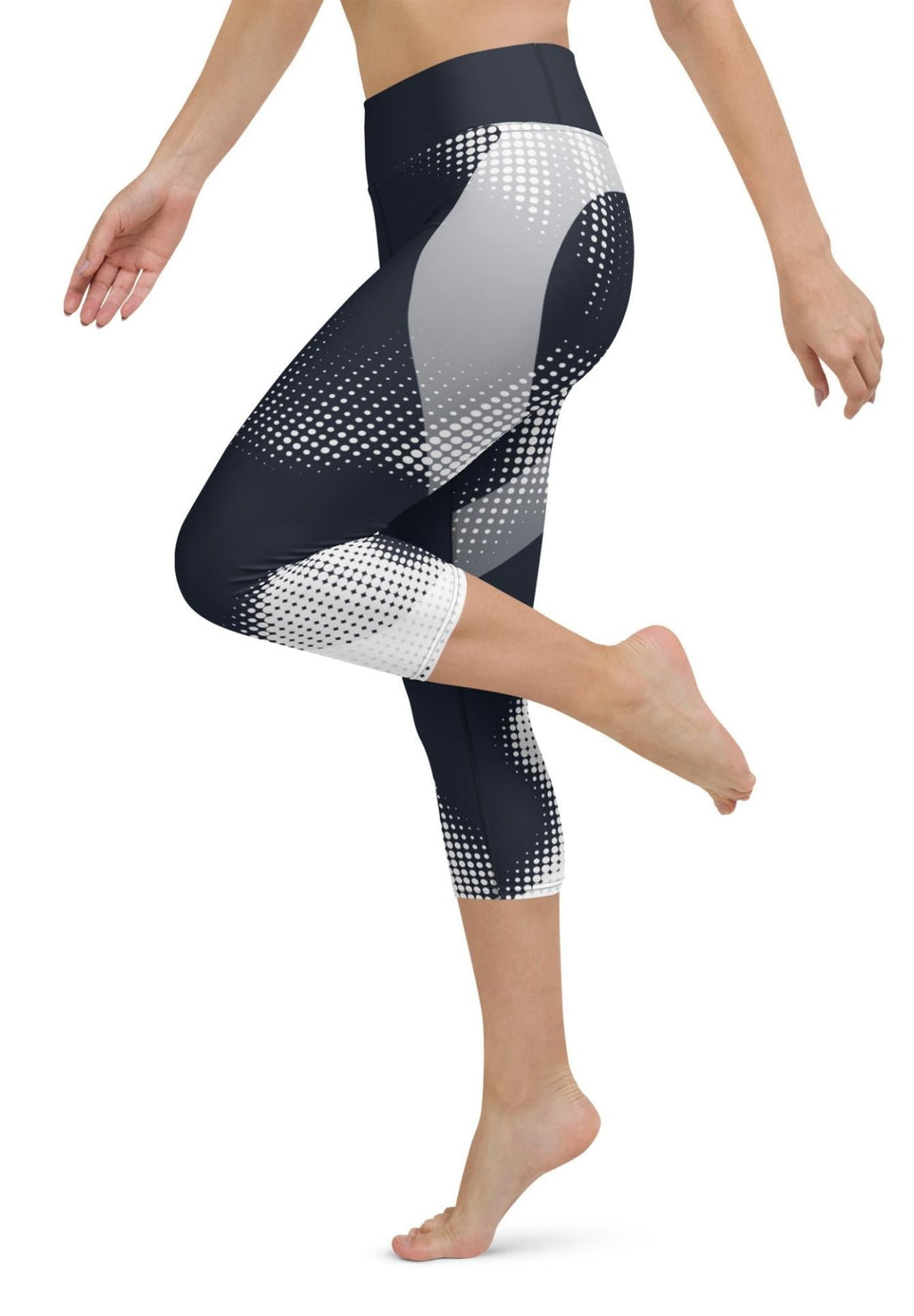 Gray Geometric Heart Yoga Capris