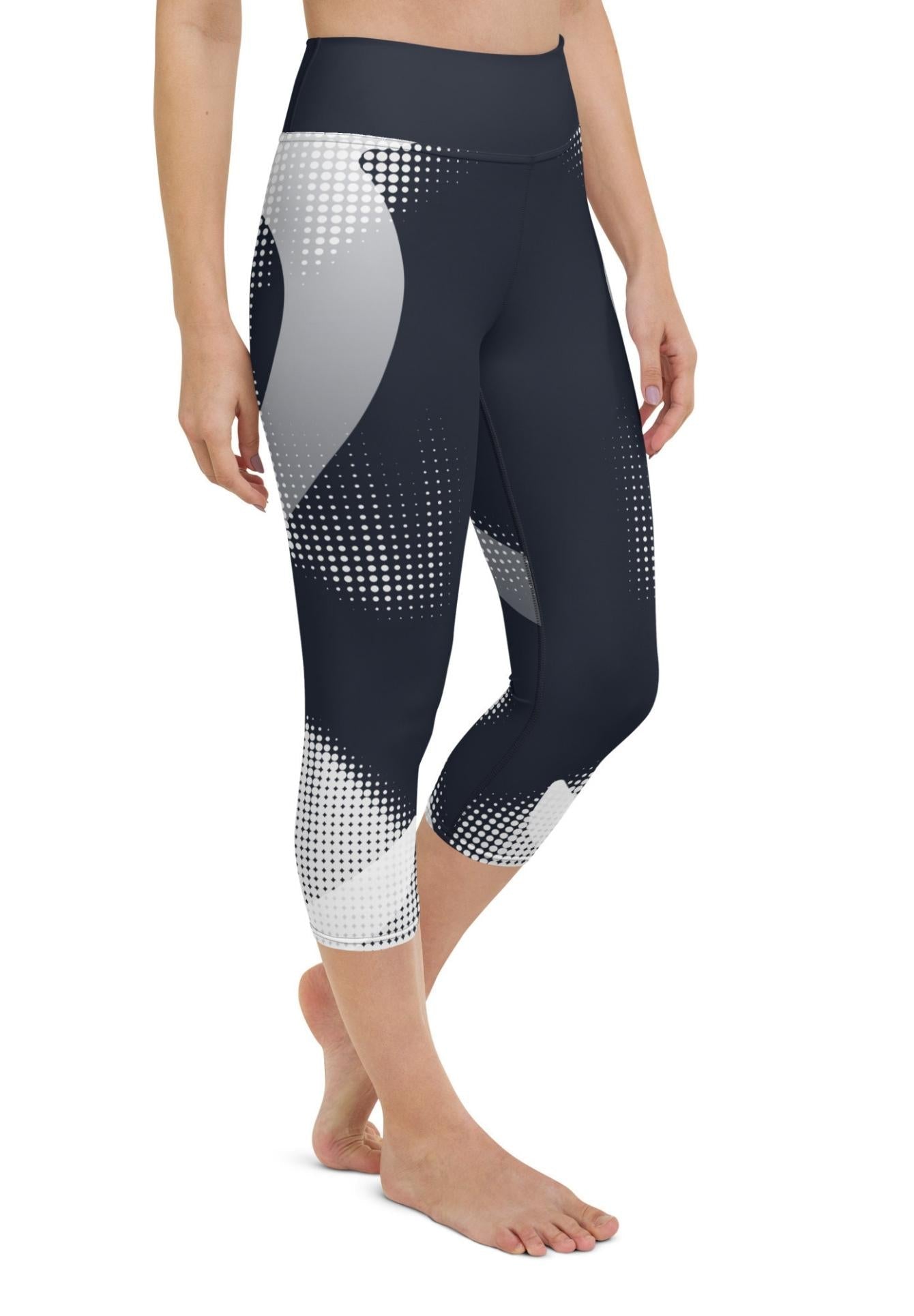 Gray Geometric Heart Yoga Capris