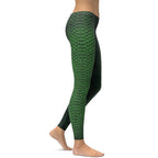 Green Crocodile Pattern Leggings - FiercePulse - Premium Workout Leggings - Yoga Pants