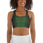 Green Crocodile Pattern Sports Bra