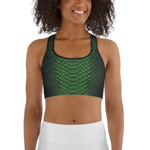 Green Crocodile Pattern Sports Bra