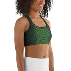 Green Crocodile Pattern Sports Bra