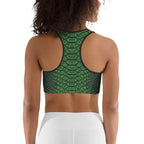 Green Crocodile Pattern Sports Bra
